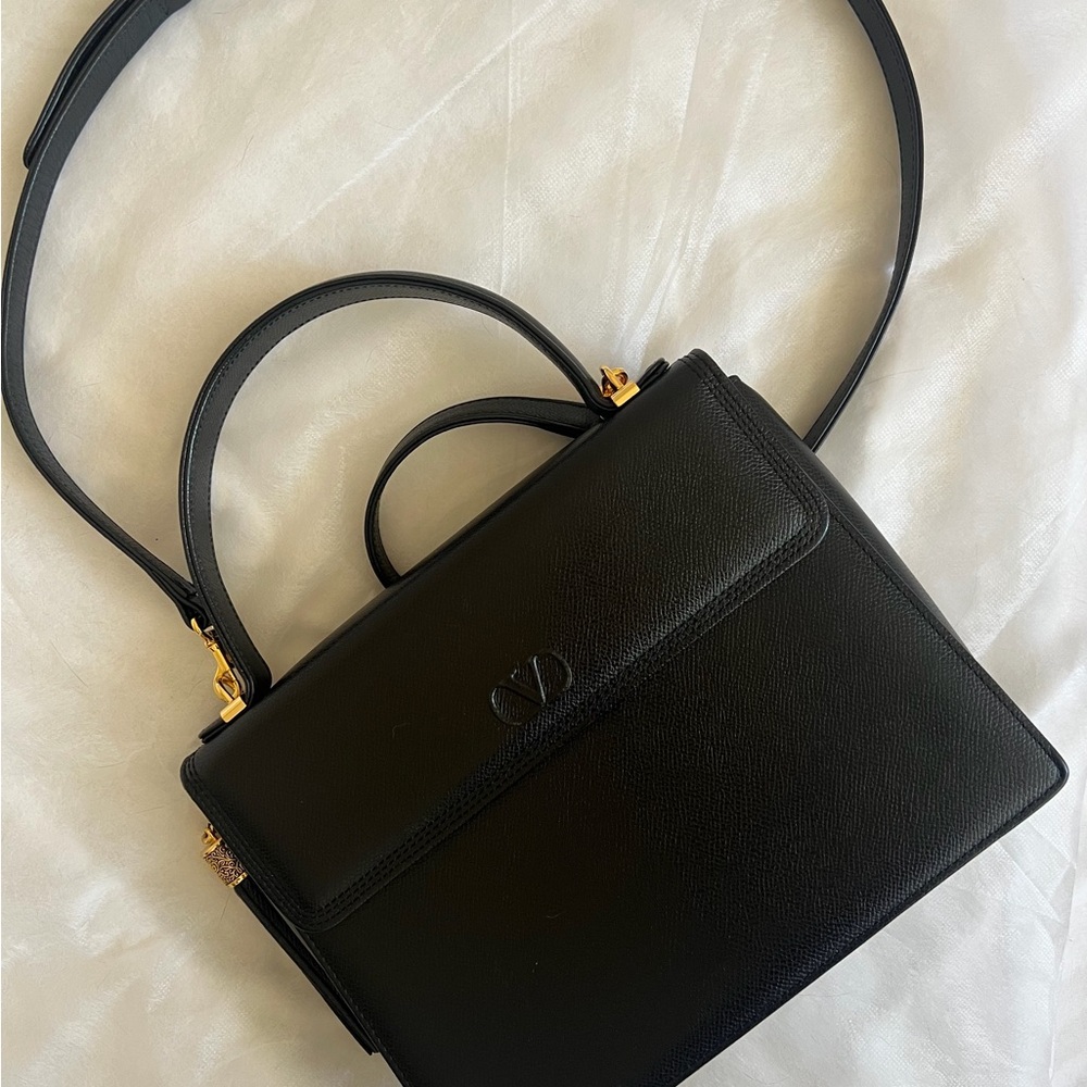 Valentino Garavani Black Leather Shoulder Bag